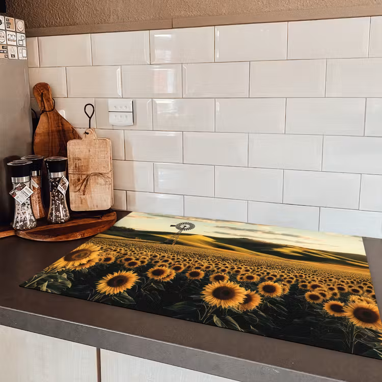 Zonnebloem - Veld - Windmolen Inductie beschermer vinyl 3mm klein -sfeer3
