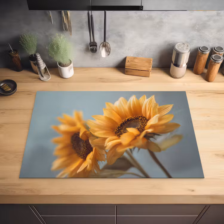 Zonnebloemen - Geel - Wazig Inductie beschermer vinyl 3mm klein -sfeer5