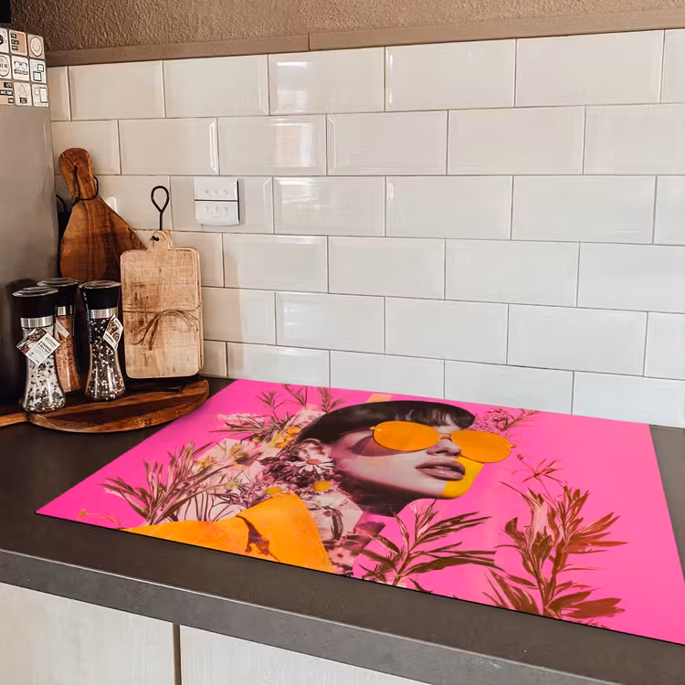 Zonnebril - Oranje - Vrouw - Planten Inductie beschermer vinyl 3mm klein -sfeer3