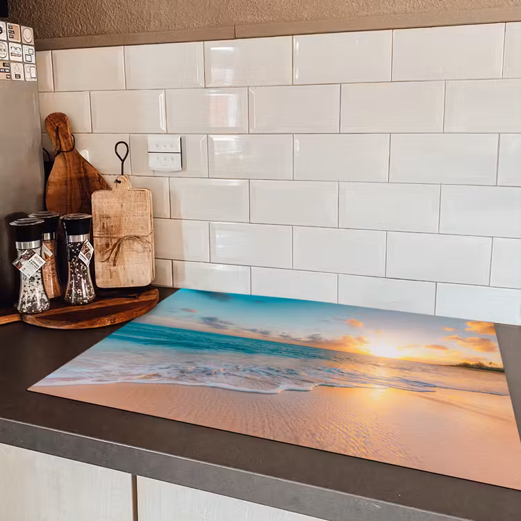 Zonsondergang - Strand - Zee - Zomer - Blauw Inductie beschermer vinyl 3mm klein -sfeer3