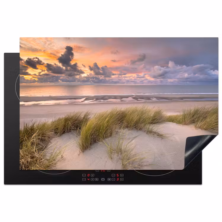 Zonsondergang - Duin - Strand - Planten - Zee Inductie beschermer vinyl 3mm klein -3d