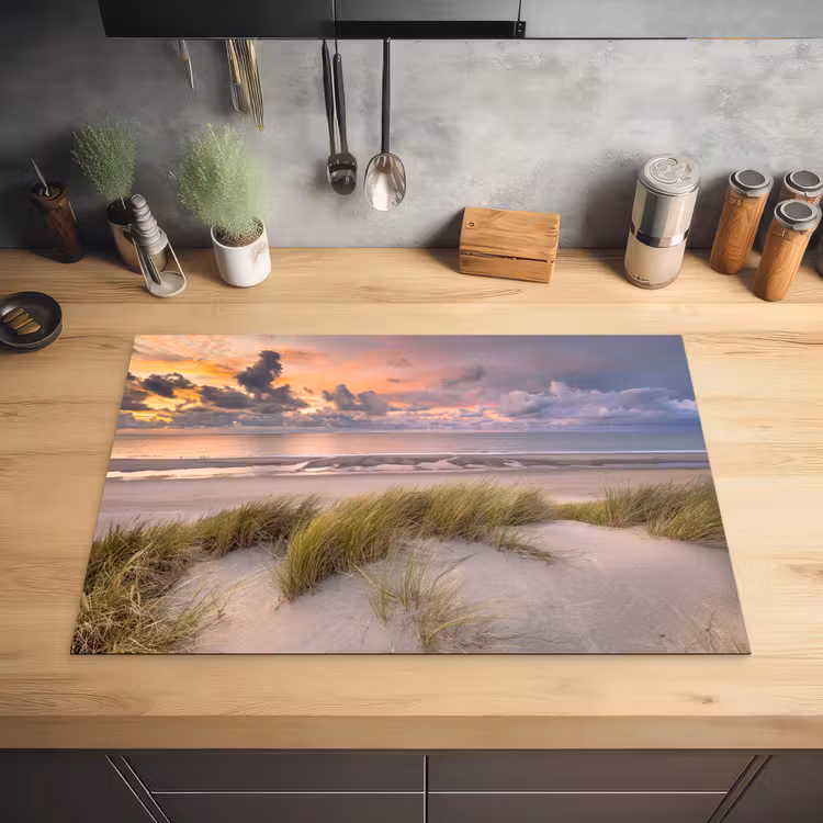 Zonsondergang - Duin - Strand - Planten - Zee Inductie beschermer vinyl 3mm klein -sfeer5