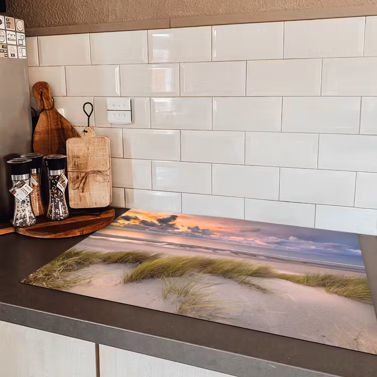 Zonsondergang - Duin - Strand - Planten - Zee Inductie beschermer vinyl 3mm klein -sfeer3