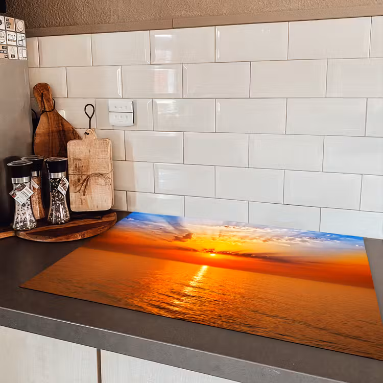 Zonsondergang - Zee - Lucht - Oranje - Horizon - Water Inductie beschermer vinyl 3mm klein -sfeer3