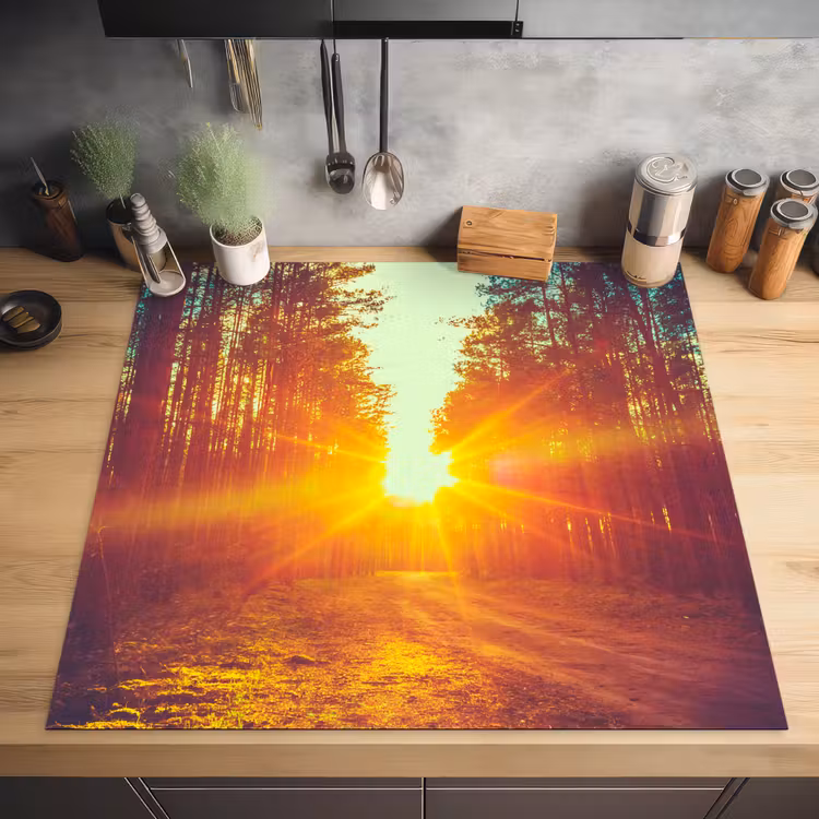 Zonsondergang - Bomen - Bos - Natuur Inductie beschermer vinyl 3mm middel -sfeer5