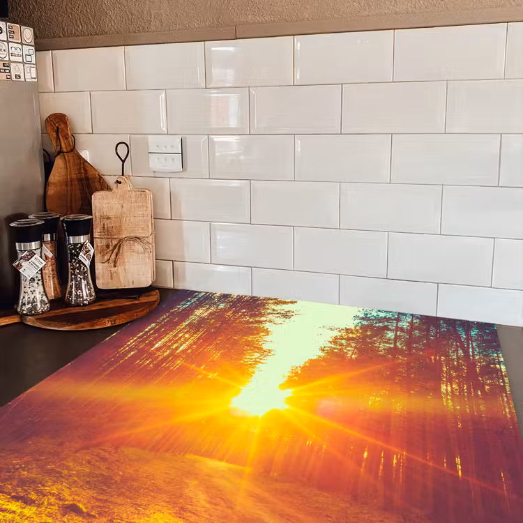 Zonsondergang - Bomen - Bos - Natuur Inductie beschermer vinyl 3mm middel -sfeer3