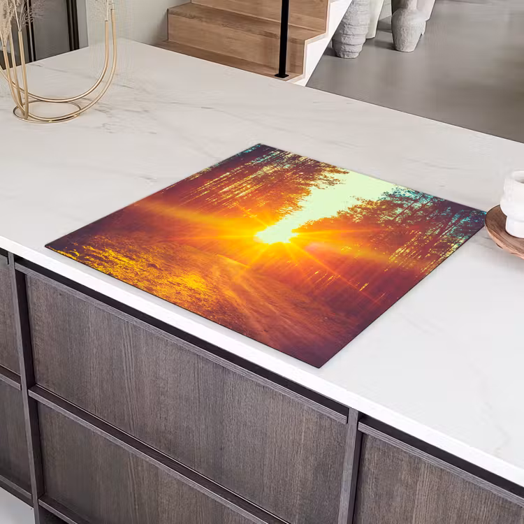 Zonsondergang - Bomen - Bos - Natuur Inductie beschermer vinyl 3mm middel -sfeer8