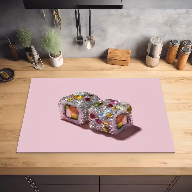 Sushi - Rolletjes - Steentjes - Kleurrijk Inductie beschermer vinyl 3mm klein -sfeer5