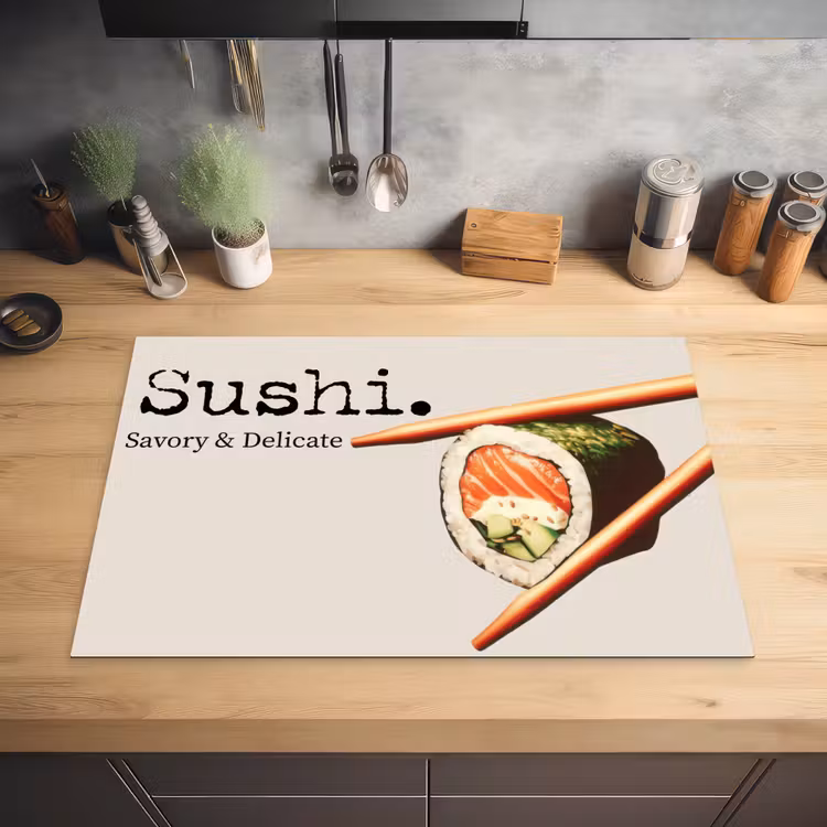 Sushi - Zalm - Rijst - Japans Inductie beschermer vinyl 3mm klein -sfeer5