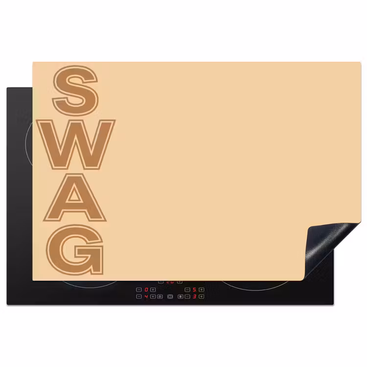 Swag - Bruin - Beige Inductie beschermer vinyl 3mm klein -3d