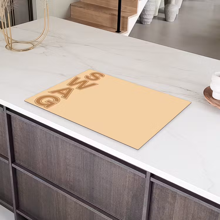 Swag - Bruin - Beige Inductie beschermer vinyl 3mm klein -sfeer8