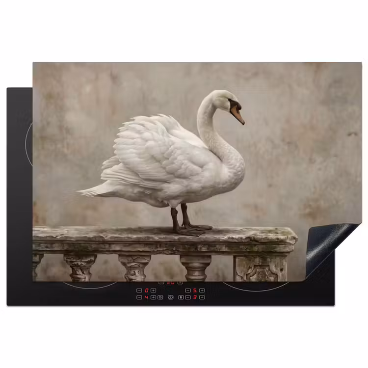Zwaan - Elegant - Dieren - Wit Inductie beschermer vinyl 3mm klein -3d