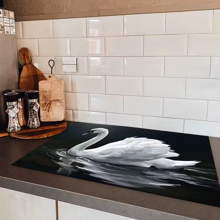 Zwaan - Water - Natuur - Realistisch - Wit Inductie beschermer vinyl 3mm klein -sfeer3