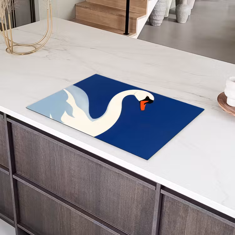 Zwaan - Wit - Snavel - Illustratie Inductie beschermer vinyl 3mm klein -sfeer8