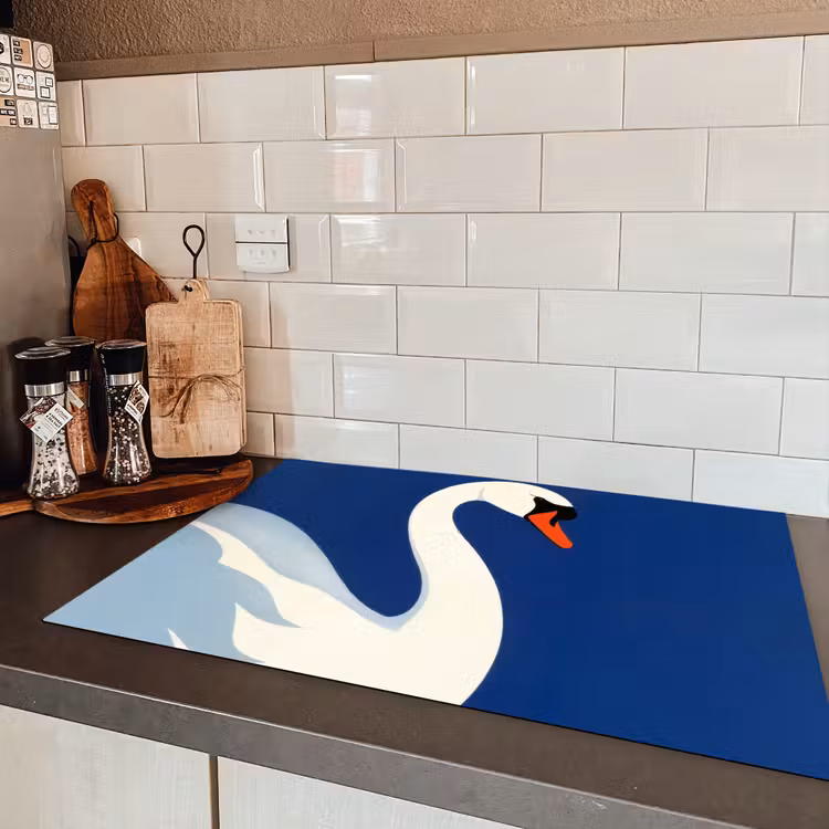 Zwaan - Wit - Snavel - Illustratie Inductie beschermer vinyl 3mm klein -sfeer3