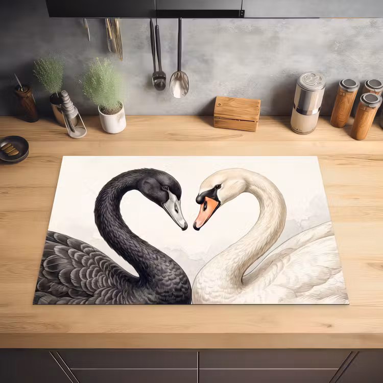 Zwanen - Hartvorm - Dieren Inductie beschermer vinyl 3mm klein -sfeer5