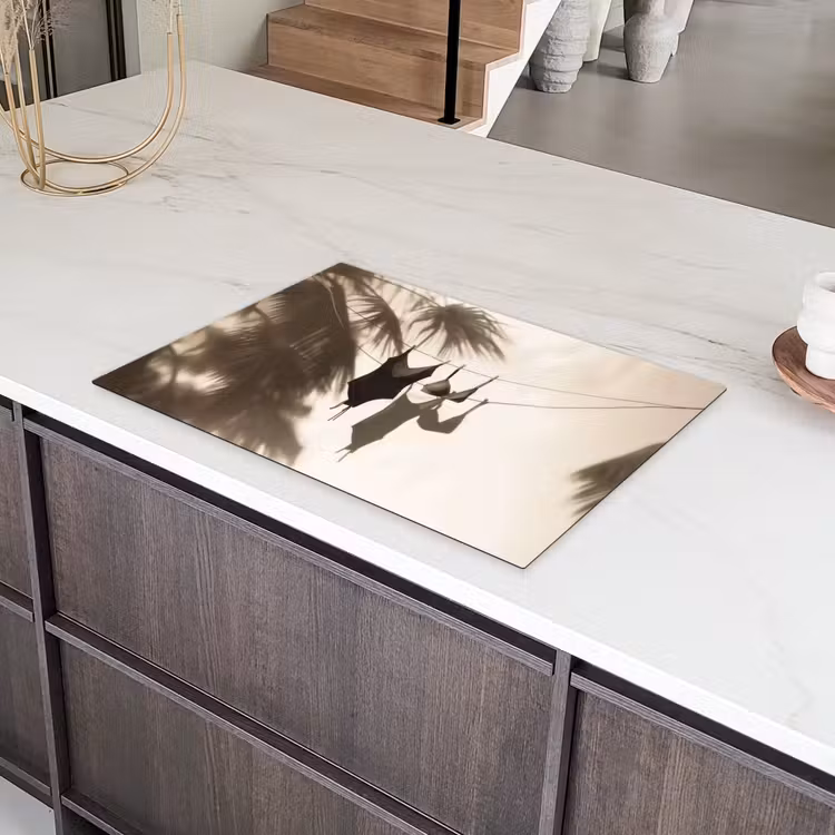 Badkleding - Palmbomen - Schaduw - Tropisch Inductie beschermer vinyl 3mm klein -sfeer8