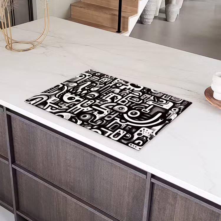 Symbolen - Abstract - Grafisch - Zwart Inductie beschermer vinyl 3mm klein -sfeer8