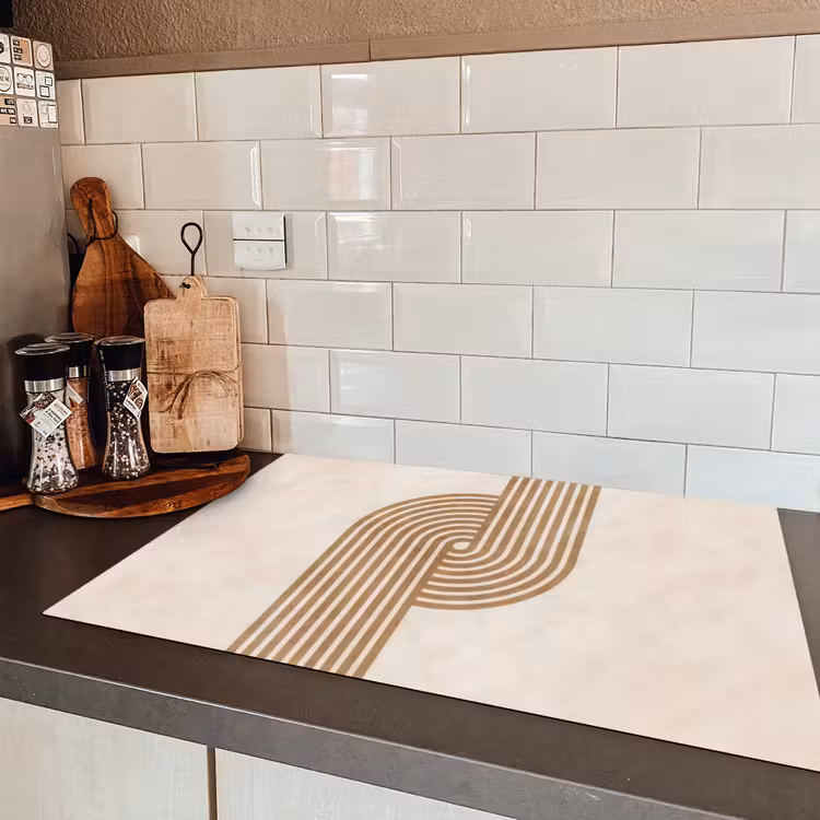 Symmetrische bocht - Koperkleurig Inductie beschermer vinyl 3mm klein -sfeer3