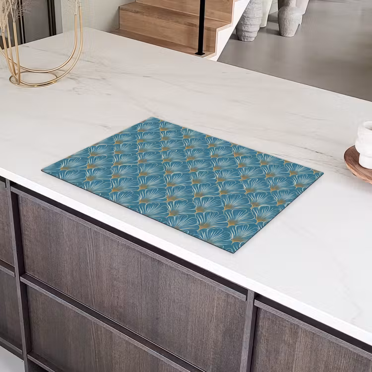 Symmetrisch - Patroon - Blauw Inductie beschermer vinyl 3mm klein 276 -sfeer8