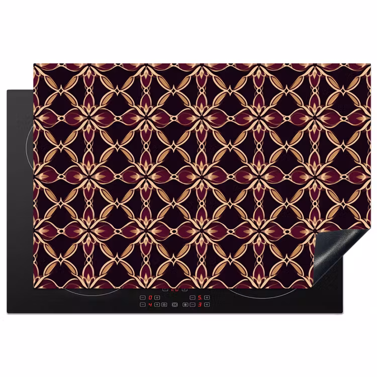 Symmetrisch - Tegel - Burgundy Inductie beschermer vinyl 3mm klein 276 -3d