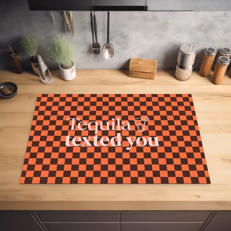 Tequila texted you - Glas - Vierkanten - Oranje Inductie beschermer vinyl 3mm klein -sfeer5