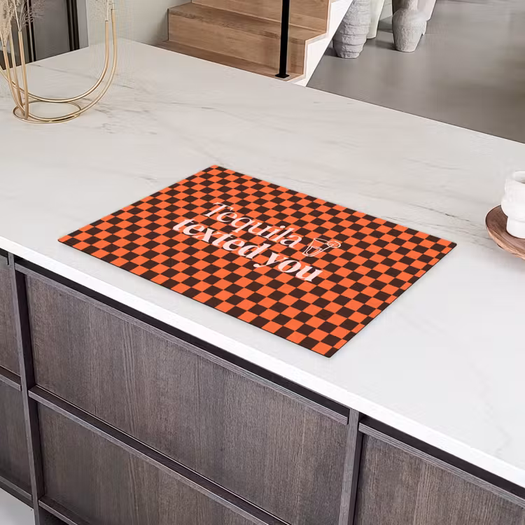 Tequila texted you - Glas - Vierkanten - Oranje Inductie beschermer vinyl 3mm klein -sfeer8