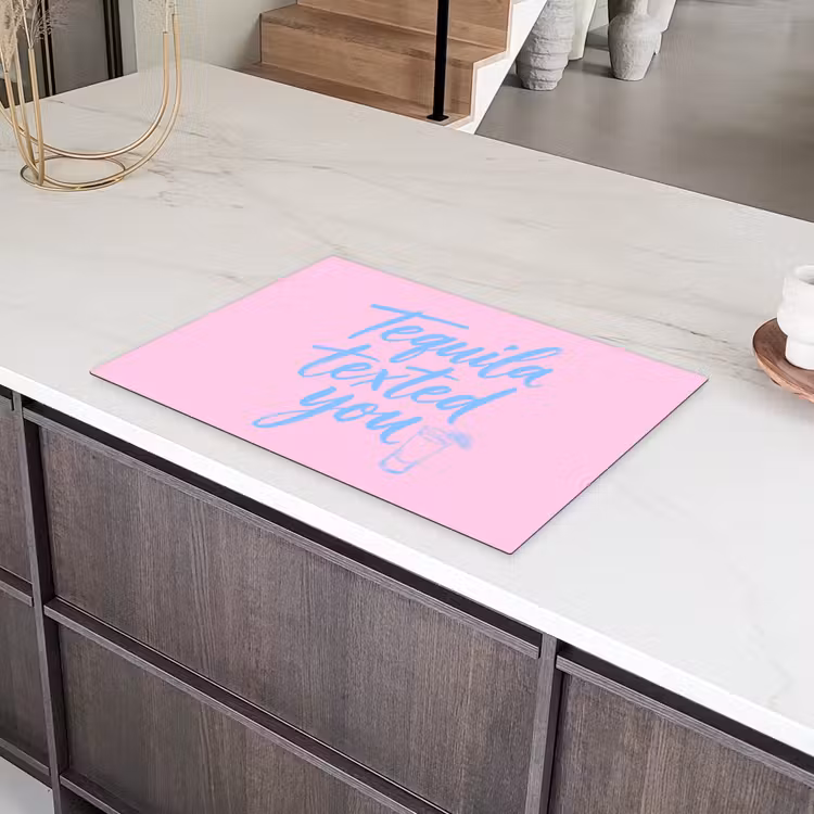 Tequila texted you - Roze - Blauw Inductie beschermer vinyl 3mm klein -sfeer8
