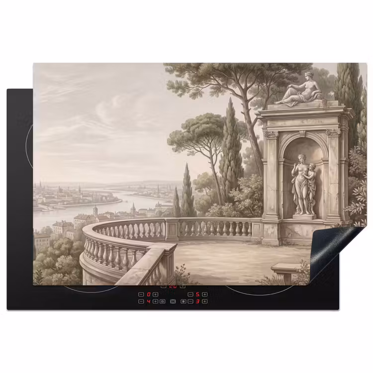Terras - Stad - Uitzicht - Rivier Inductie beschermer vinyl 3mm klein -3d