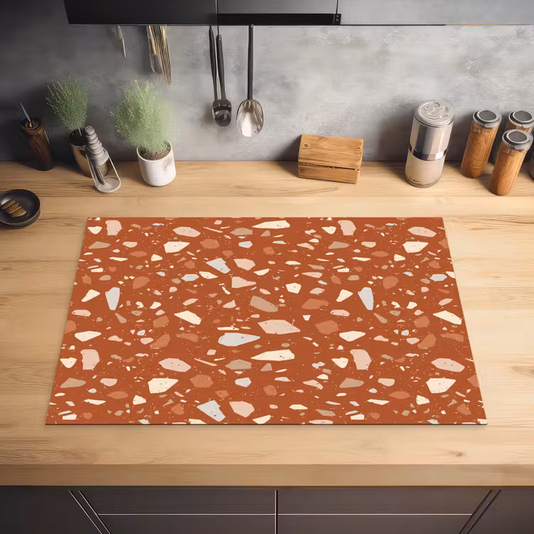 Terrazzo - Patroon - Klei Inductie beschermer vinyl 3mm klein 276 -sfeer5