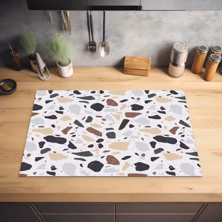 Terrazzo - Patroon - Kleurrijk - Klei Inductie beschermer vinyl 3mm klein 276 -sfeer5