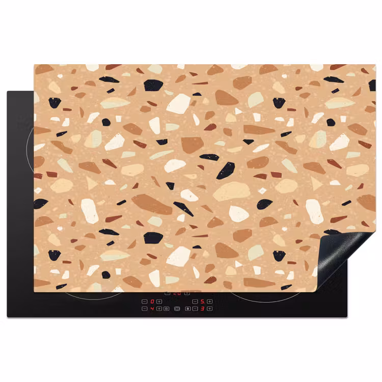 Terrazzo - Patroon - Kleurrijk - Oranje Inductie beschermer vinyl 3mm klein 276 -3d