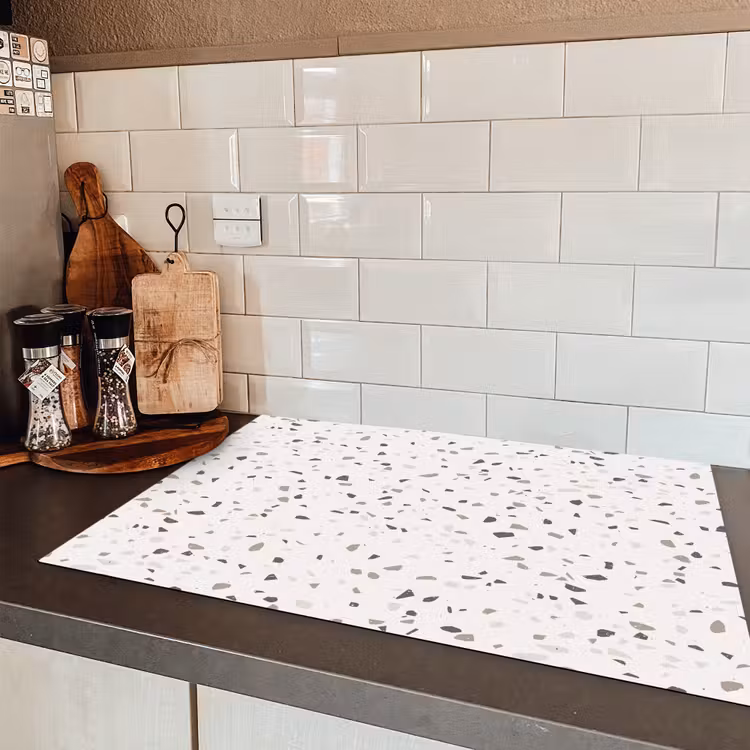 Terrazzo - Patroon - Créme Inductie beschermer vinyl 3mm klein 276 -sfeer3