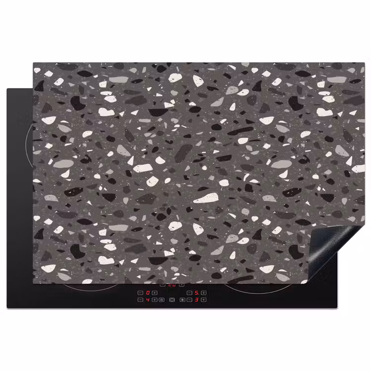 Terrazzo - Patroon - Grijs Inductie beschermer vinyl 3mm klein 276 -3d
