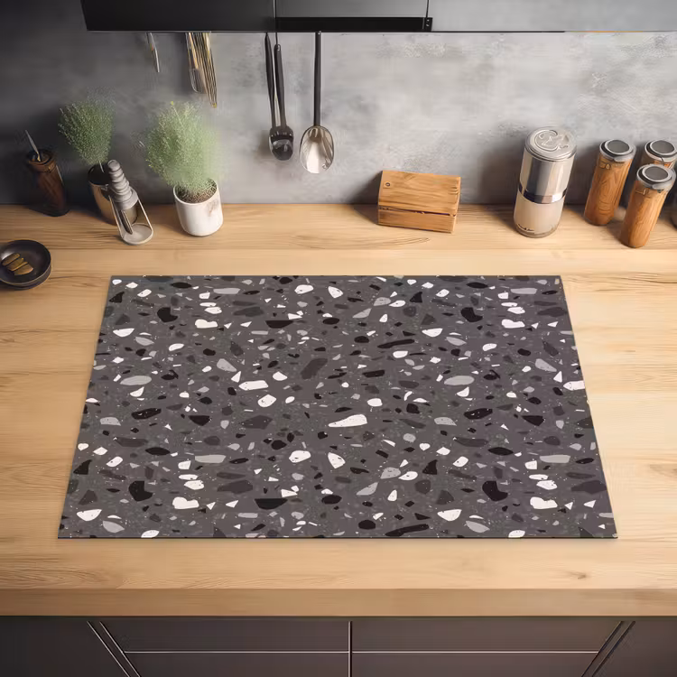 Terrazzo - Patroon - Grijs Inductie beschermer vinyl 3mm klein 276 -sfeer5
