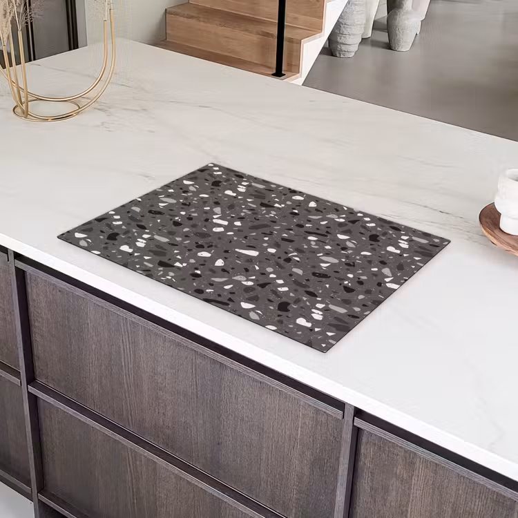 Terrazzo - Patroon - Grijs Inductie beschermer vinyl 3mm klein 276 -sfeer8
