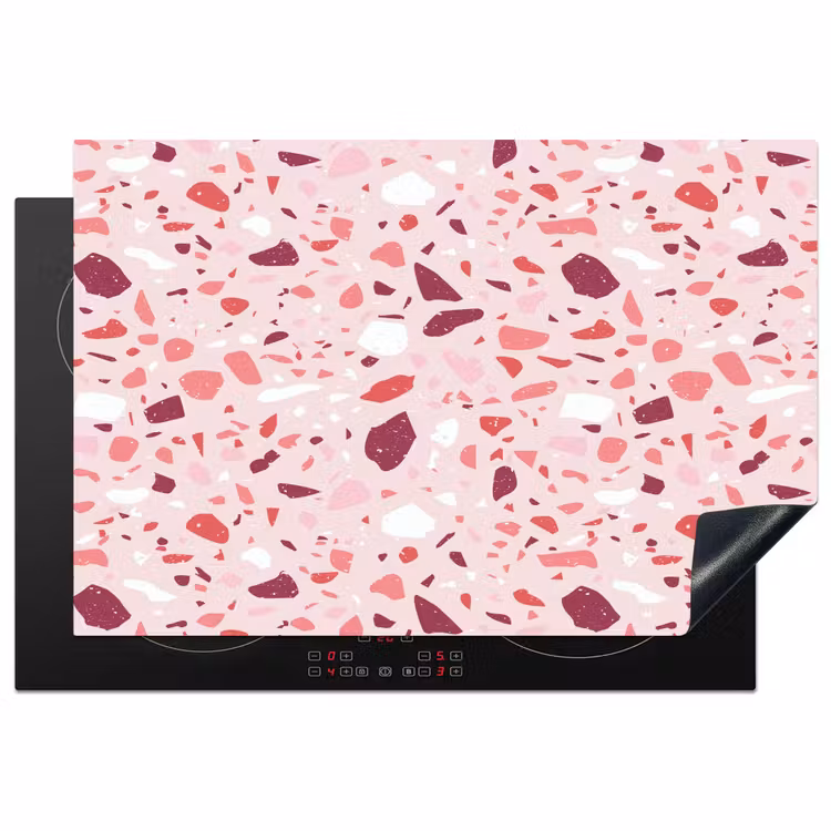 Terrazzo - Patroon - Roze Inductie beschermer vinyl 3mm klein 276 -3d