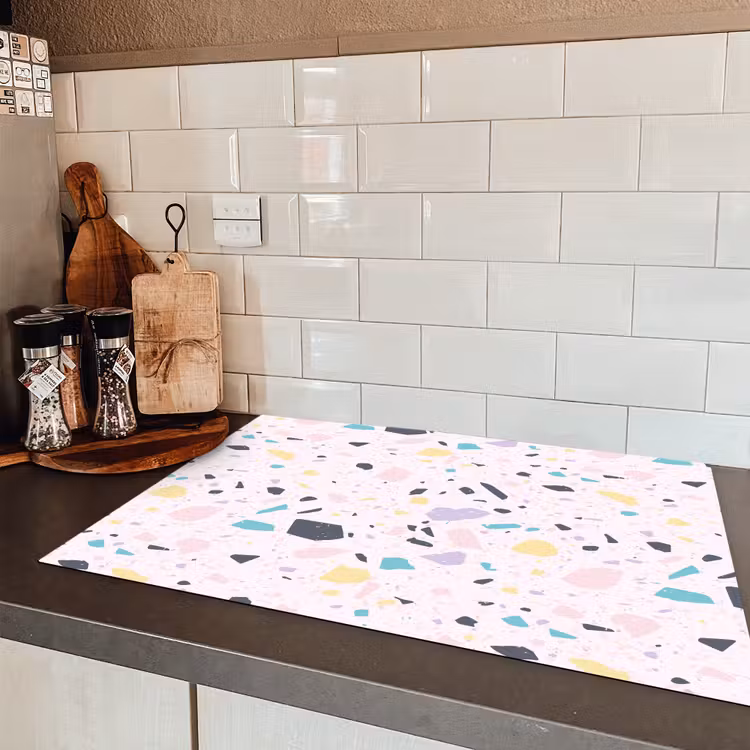 Terrazzo - Patroon - Zacht - Snoep Inductie beschermer vinyl 3mm klein 276 -sfeer3