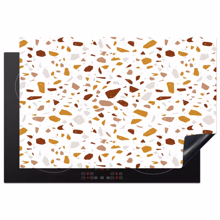 Terrazzo - Patroon - Wit - Urban Inductie beschermer vinyl 3mm klein 276 -3d