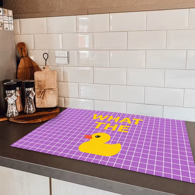 Tekst - Eend - Paars Inductie beschermer vinyl 3mm klein -sfeer3