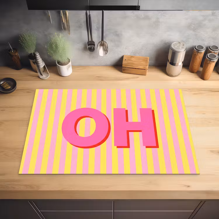 Tekst - Strepen - Roze Inductie beschermer vinyl 3mm klein -sfeer5