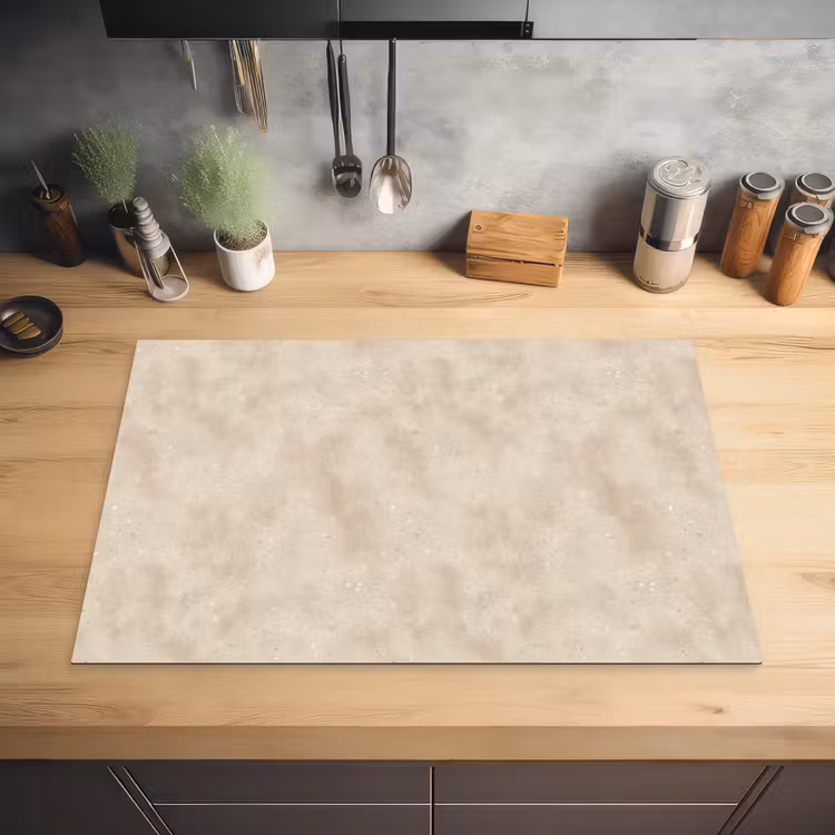 Structuur - Spikkels - Beige Inductie beschermer vinyl 3mm klein 276 -sfeer5