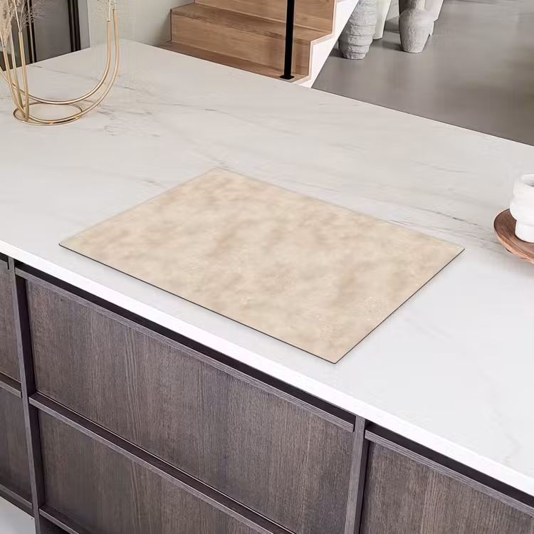Structuur - Spikkels - Beige Inductie beschermer vinyl 3mm klein 276 -sfeer8