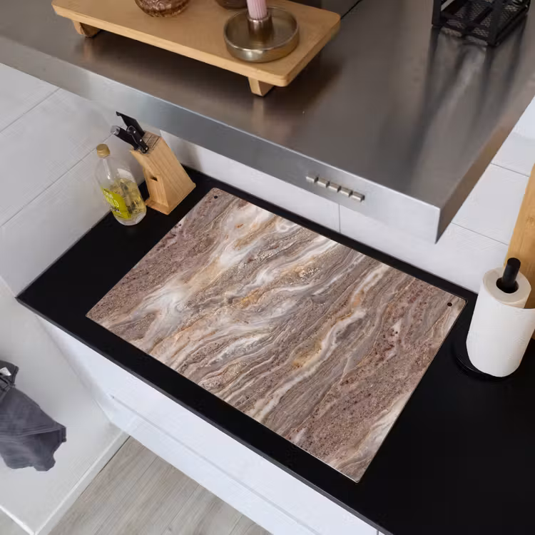 Textuur - Steen - Abstract - Beige Inductie beschemer met haakjes klein -sfeer1