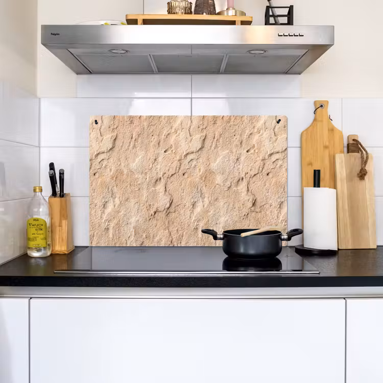 Textuur - Steen - Natuur - Beige Inductie beschemer met haakjes klein -sfeer2