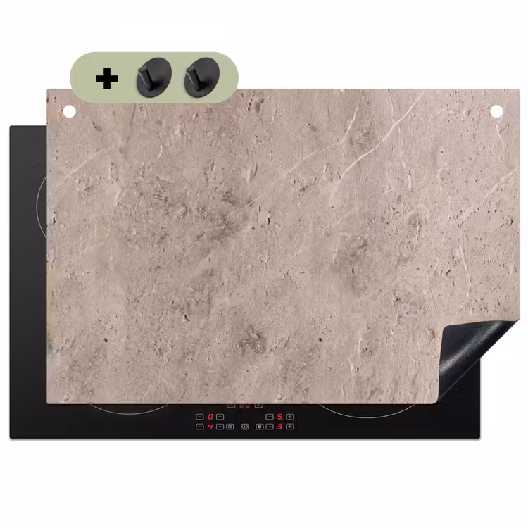 Textuur - Steen - Patroon - Rustiek - Beige Inductie beschemer met haakjes klein -3d