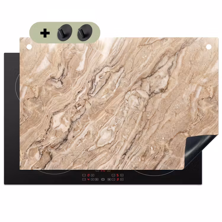 Textuur - Aders - Abstract - Modern - Beige Inductie beschemer met haakjes klein -3d