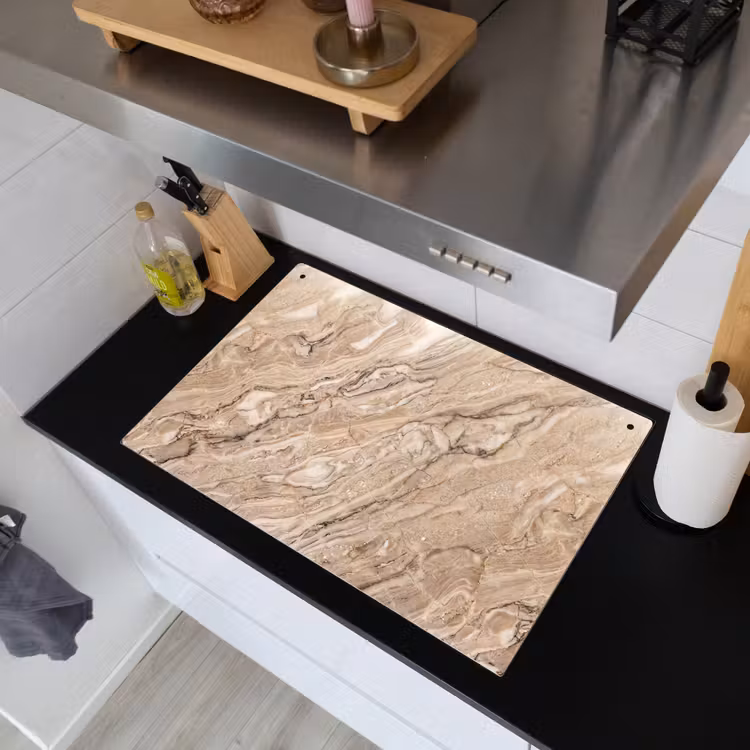 Textuur - Aders - Abstract - Modern - Beige Inductie beschemer met haakjes klein -sfeer1