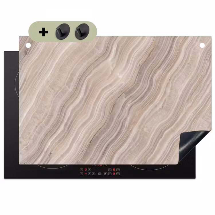 Textuur - Golvend - Abstract - Modern - Beige Inductie beschemer met haakjes klein -3d