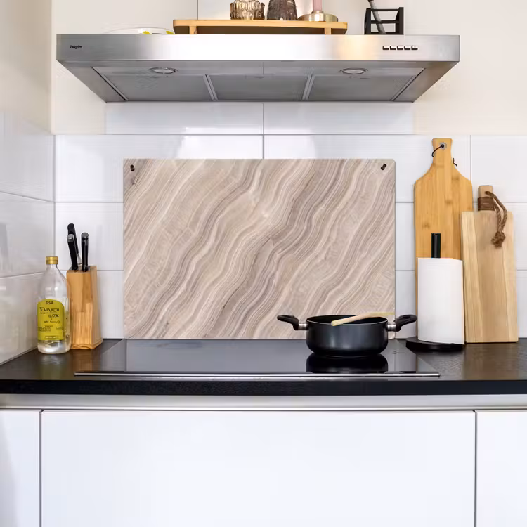 Textuur - Golvend - Abstract - Modern - Beige Inductie beschemer met haakjes klein -sfeer2